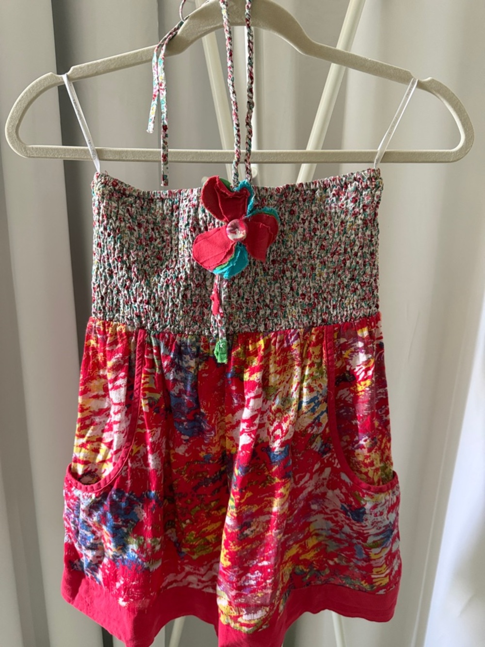 Lulumari Red Multicolor Floral Smocked Sundress Top